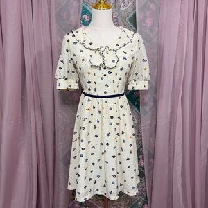 Dolly Girl Anna Sui Ivory Floral Coquette Cottagecore Dress